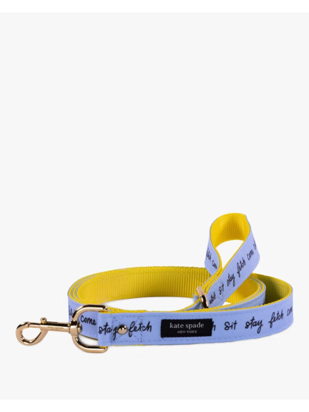 KATE SPADE RAINING CATS AND DOGS BLUE PET LEASH 72 INCH NOVELTY SCRIPT NWT M/L